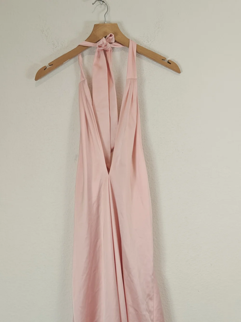 Ramy Brook Carey Rose Quartz Satin Halter Maxi Gown Open Back Formal Dress 00